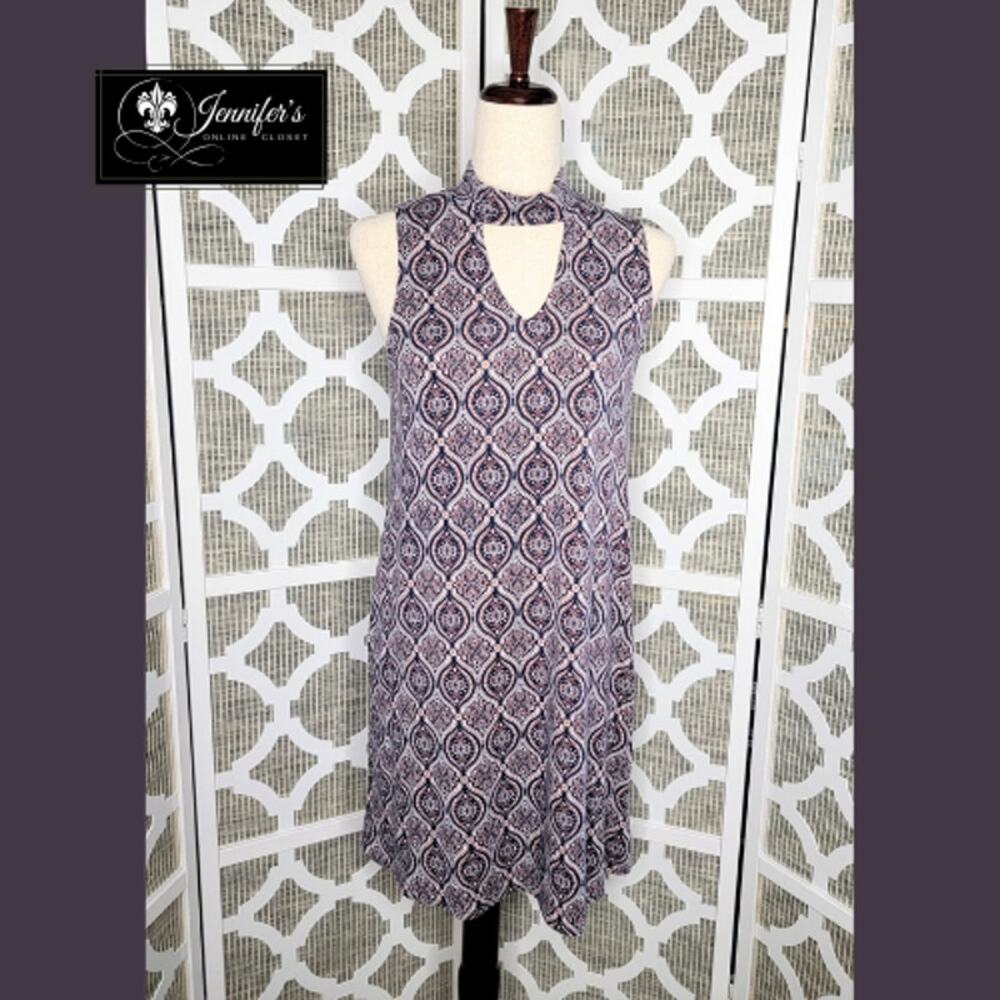 Aeropostale Women's Medallion Mock Neck Keyhole Sleeveless Dress Size M